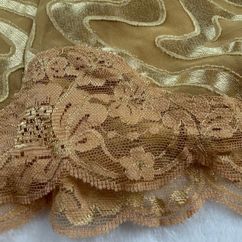 Vtg Victoria's Secret Maxi Slip Dress Womens XS Gold Lace Fairycore Glam Chemise - Picture 3 of 10